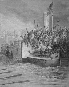 レース、ウィリアムブランチャードジェロルド（1826-84）によって書かれた、巡礼者のロンドンから、ブルギニョン、パブによって刻まれました。 1872 作： Gustave Dore